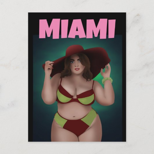 MIAMI FLORIDA CURVY BBW ART BIKINI GIRL POSTCARDS POSTKARTE (Vorderseite)