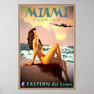 Miami Florida Eastern Air Lines Reiseplakat Poster