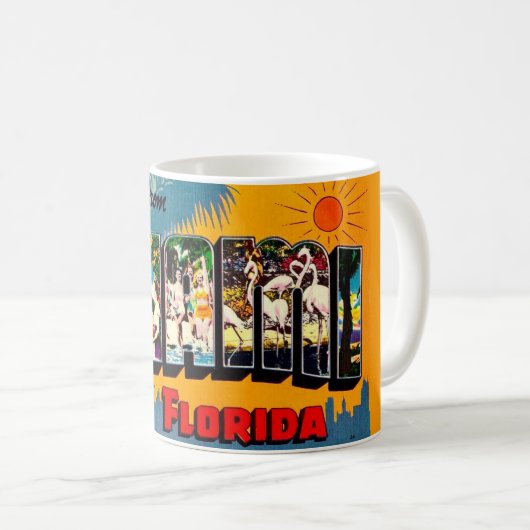 Miami Florida Farbige Postkarten-Tasse Kaffeetasse (VorderseiteRechts)