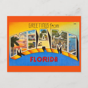Miami Florida Farbige Retro-Grußpostkarte Postkarte