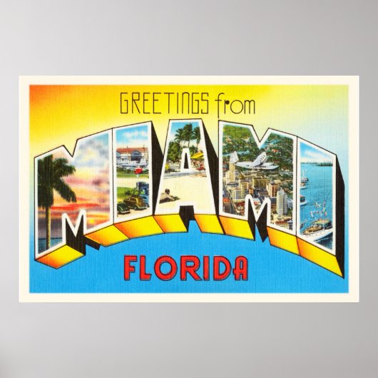Miami Florida FL Old Vintage Travel Souvenir Poster (Vorne)