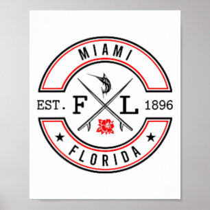 Miami Florida Fl Retro Surfer Strand Vorne Und Ck Poster