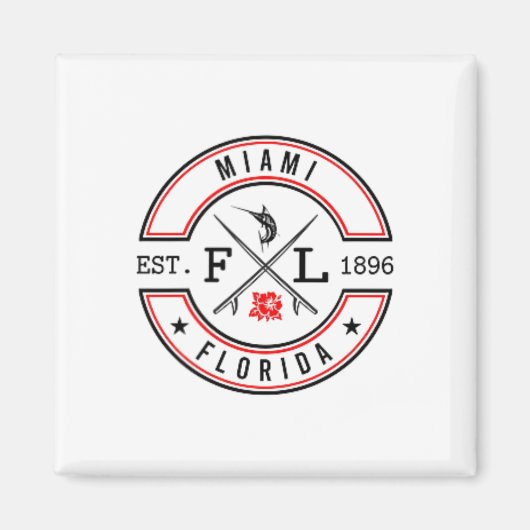 Miami Florida Fl Retro Surfer Strandfront Und Ck Magnet (Vorne)