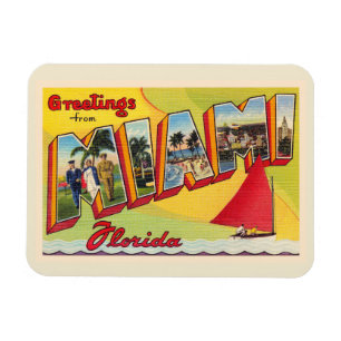 Miami Florida FL Vintager großer Brief Postkarte Magnet