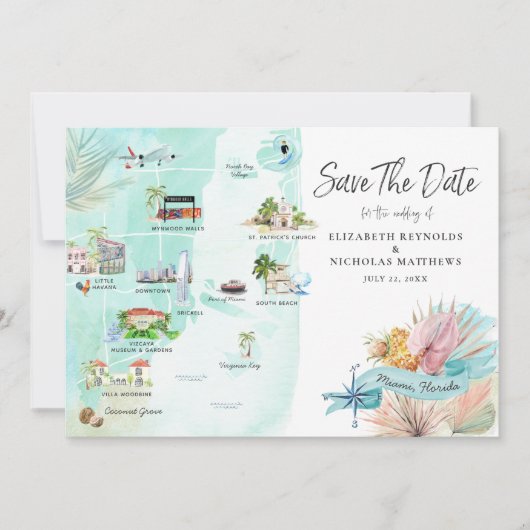 Miami Florida | Hochzeit in Urlaubsort Fahrplan (Vorderseite)