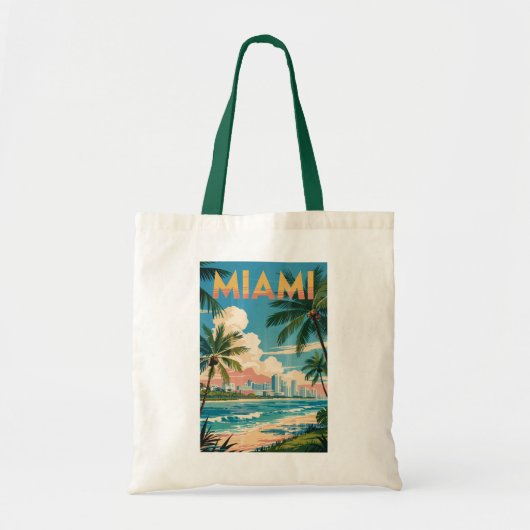 Miami Florida Illustration Kunst, Dichtung und Mus Tragetasche (Vorne)