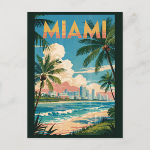 Miami Florida Illustration Reise Kunst Vintage Postkarte