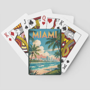 Miami Florida Illustration Reise Kunst Vintage Spielkarten