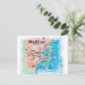 Miami Florida Illustriert Map Postkarte (Stehend Vorderseite)