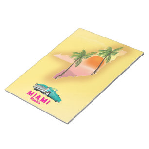 Miami Florida illustrierte Kartenposter Notizblock