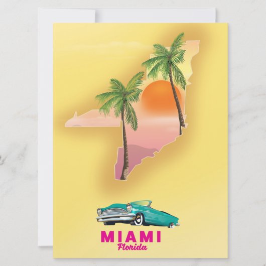 Miami Florida illustriertes Kartenposten Einladung (Vorderseite)