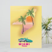 Miami Florida illustriertes Kartenposten Einladung (Stehend Vorderseite)