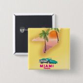 Miami Florida illustriertes Kartenposter Button (Vorne & Hinten)