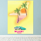 Miami Florida illustriertes Kartenposter Leinwanddruck (Insitu (Holzboden))