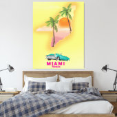 Miami Florida illustriertes Kartenposter Leinwanddruck (Insitu (Schlafzimmer))