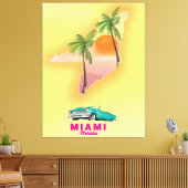 Miami Florida illustriertes Kartenposter Leinwanddruck (Insitu (Wohnzimmer))