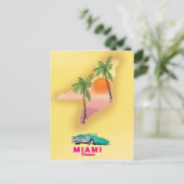 Miami Florida illustriertes Kartenposter Postkarte (Stehend Vorderseite)