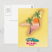 Miami Florida illustriertes Kartenposter Postkarte (Vorne/Hinten)