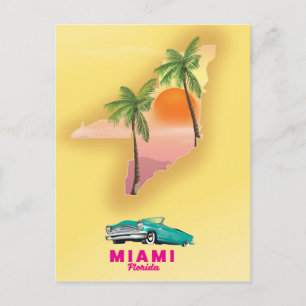 Miami Florida illustriertes Kartenposter Postkarte