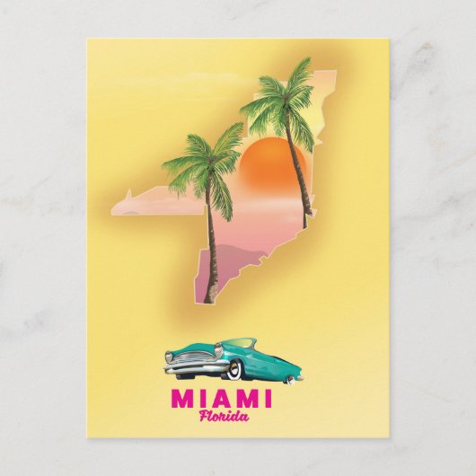 Miami Florida illustriertes Kartenposter Postkarte (Vorderseite)
