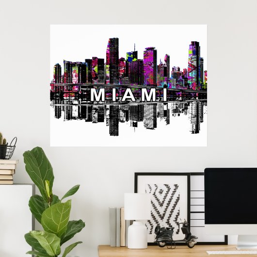 Miami, Florida in Graffiti Poster (Heimbüro)
