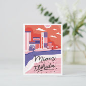 Miami Florida Kunst-Reise-Illustration Postkarte (Stehend Vorderseite)