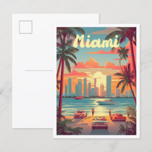Miami Florida Kunst Vintage Reiseillustration Postkarte