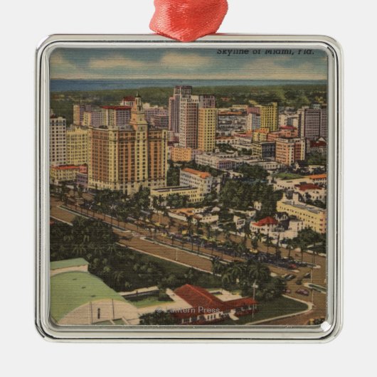 Miami, Florida - Luftaufnahme des Stadtzentrums Silbernes Ornament (Vorne)