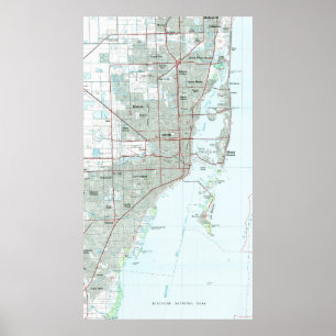 Miami Florida Map (1981) Poster
