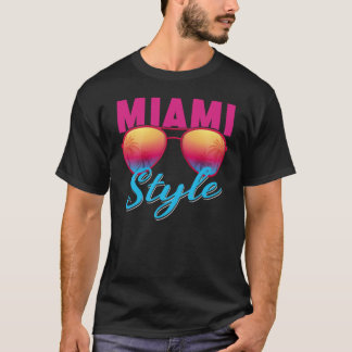 Miami Florida Miami Farbige Sonnenbrille Sonnenauf T-Shirt