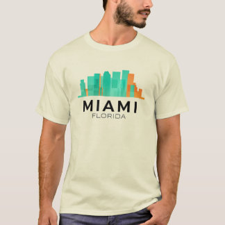 Miami Florida Minimal City Skyline T-Shirt