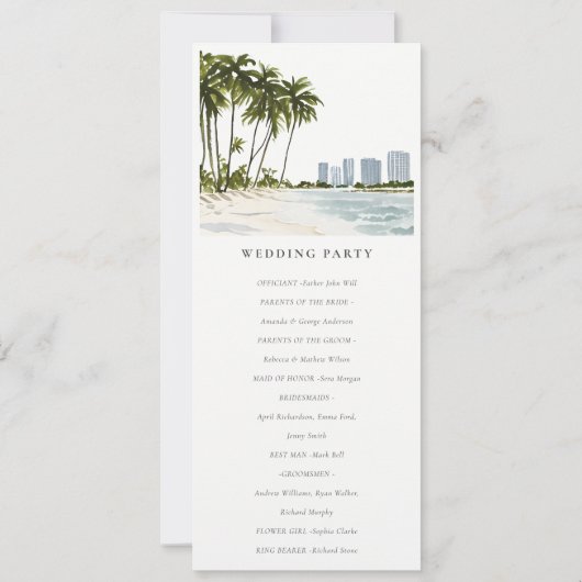 Miami Florida Palm Landscape Wedding Programm (Rückseite)