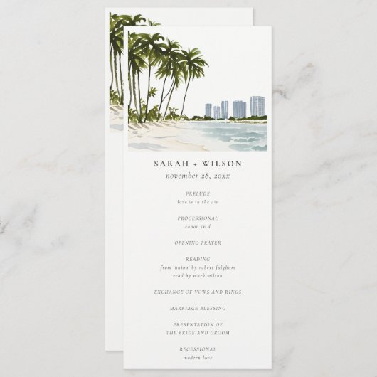 Miami Florida Palm Landscape Wedding Programm (Vorne/Hinten)