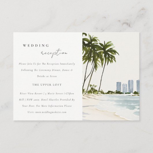 Miami Florida Palm Landschaft Hochzeitsempfang Begleitkarte (Vorderseite)