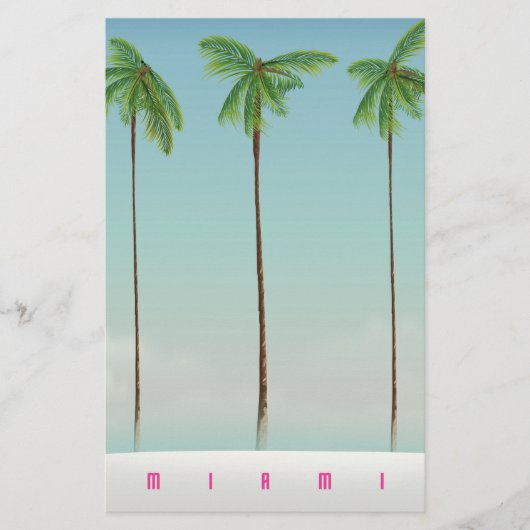 Miami, Florida Palm Reiseplakat. Briefpapier (Vorderseite)