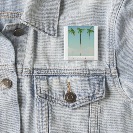 Miami, Florida Palm Reiseplakat. Button (Beispiel)