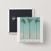 Miami, Florida Palm Reiseplakat. Button (Vorne & Hinten)
