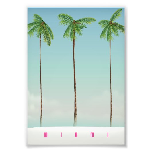 Miami, Florida Palm Reiseplakat. Fotodruck (Vorne)