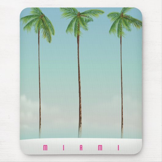 Miami, Florida Palm Reiseplakat. Mousepad (Vorne)
