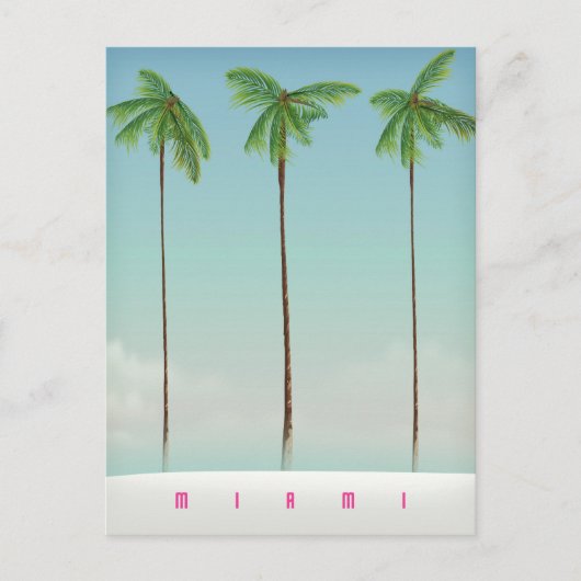 Miami, Florida Palm Reiseplakat. Postkarte (Vorderseite)