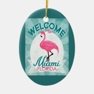 Miami Florida Pink Flamingo Retro Keramik Ornament