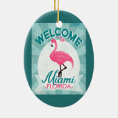 Miami Florida Pink Flamingo Retro Keramik Ornament (Hinten)