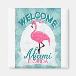 Miami Florida Pink Flamingo - Vintage Retro-Reise Magnet