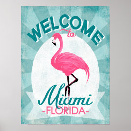 Miami Florida Pink Flamingo - Vintage Retro-Reise Poster