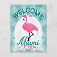 Miami Florida Pink Flamingo - Vintage Retro-Reise