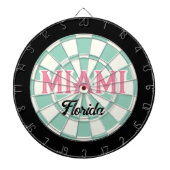 MIAMI Florida Pink Text Aquamarin Schwarz Dartscheibe (vorne)