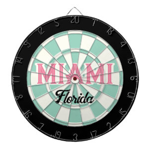 MIAMI Florida Pink Text Aquamarin Schwarz Dartscheibe