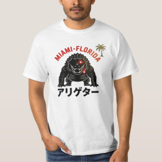 Miami Florida Retro Kaiju Alligator im japanischen T-Shirt