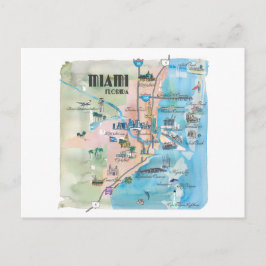 Miami Florida Retro Map Postkarte
