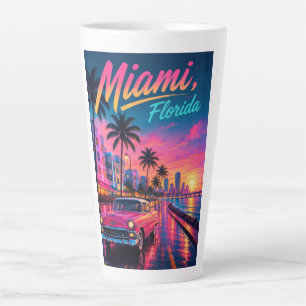 Miami Florida Retro Neon Sonnenuntergang Reise Milchtasse